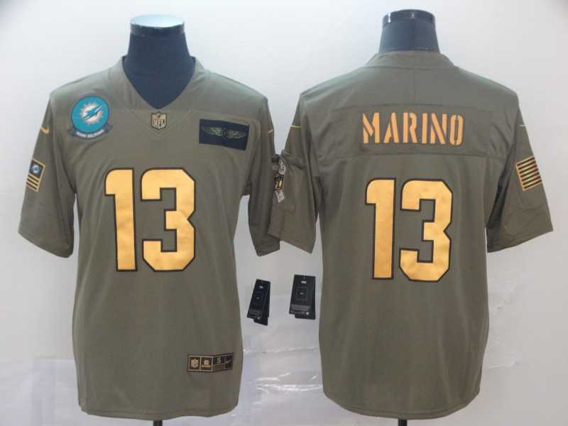 Nike Dolphins 13 Dan Marino 2019 Olive Gold Salute To Service Limited Jersey,We sell and wholesale Nike Dolphins 13 Dan Marino 2019 Olive Gold Salute To Service Limited Jersey on line form chian!